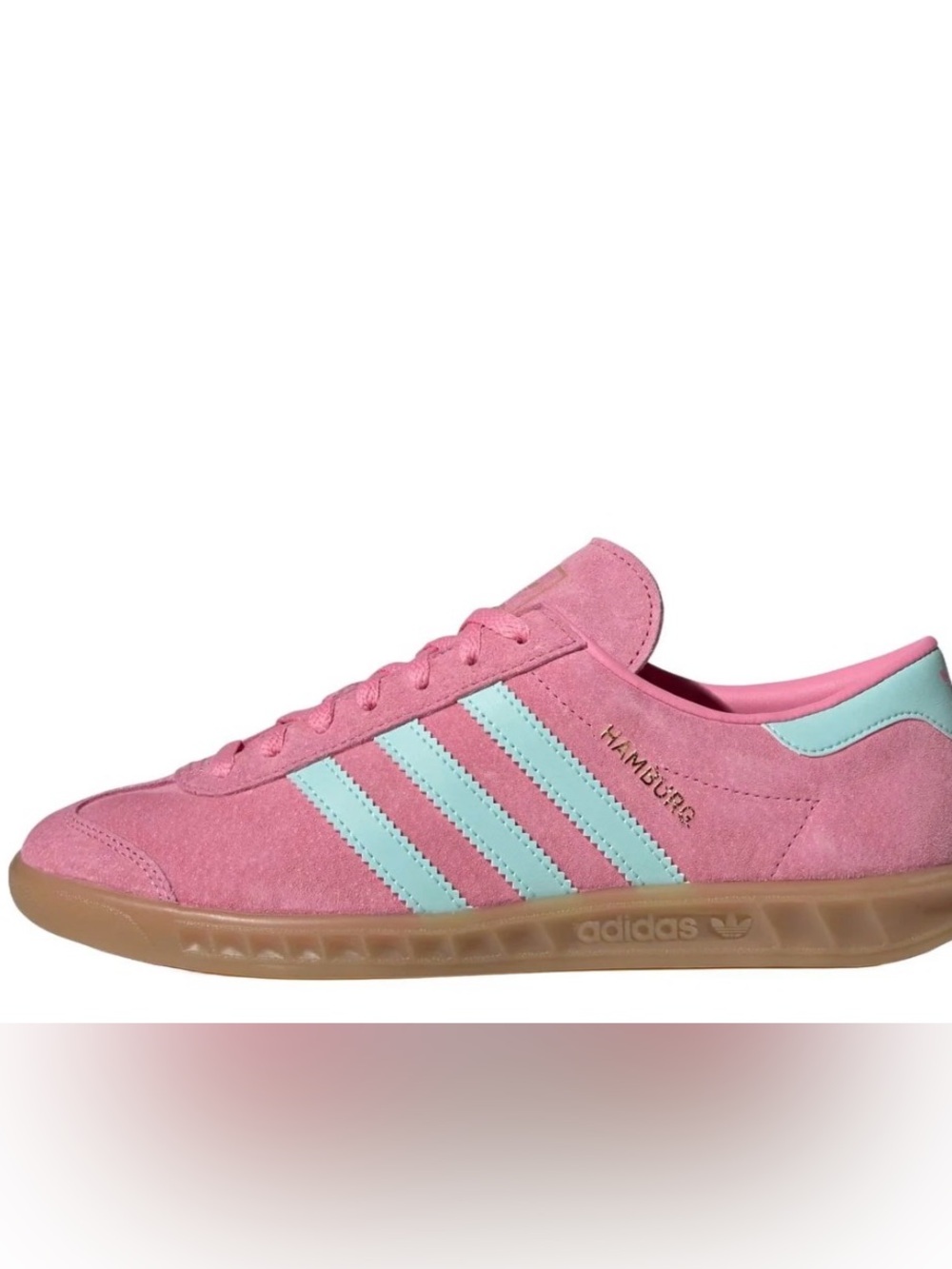 adidas Pink Suede Sneakers with Mint Stripes